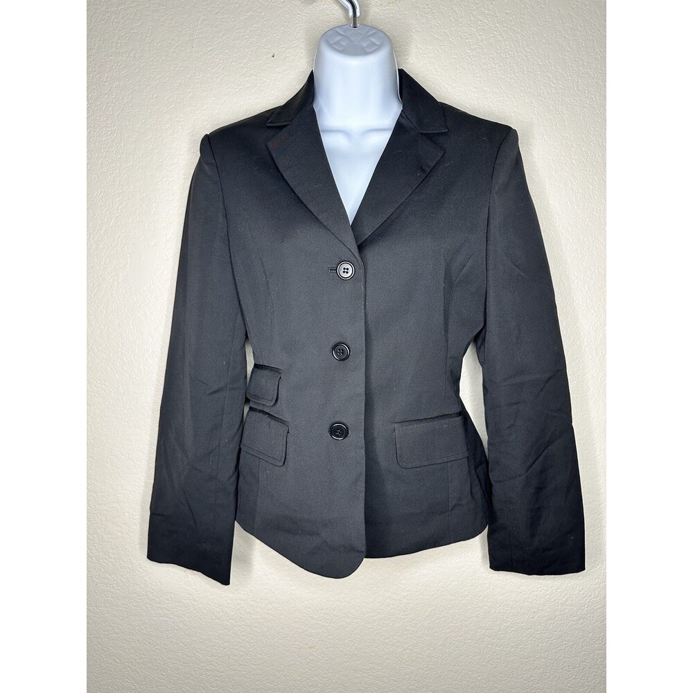 BCBG MAXAZRIA Small Black 3 Button Blazer Jacket Lined Stretch Workwear
